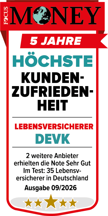 FOCUS Money 5 Jahre Höchste Kundenzufriedenheit Lebensversicherer DEVK